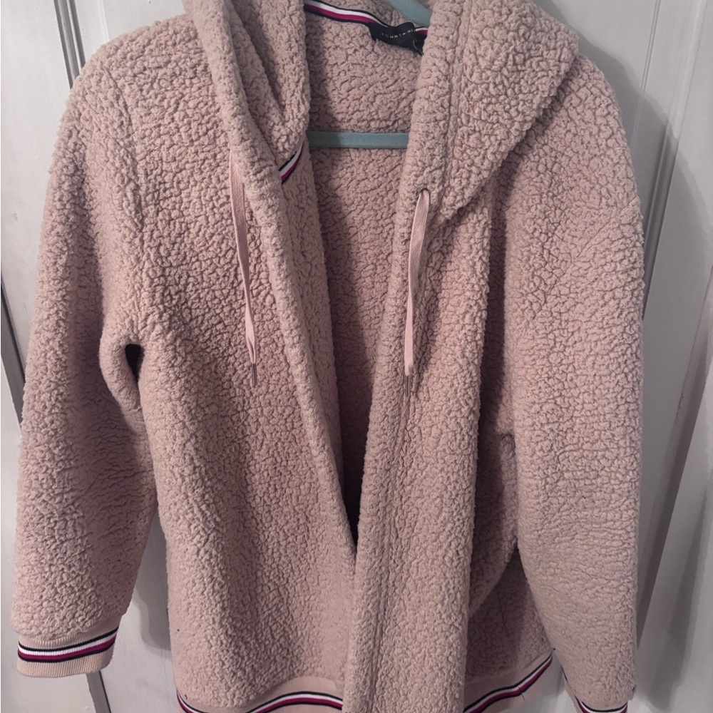 Tommy Hilfiger Pink Teddy Jacket Plush Cozy Outerwear